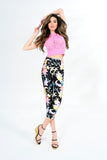 ROBELL black floral Lena style capi trousers