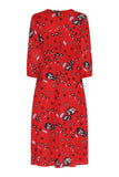 TIA red mock crossover dress