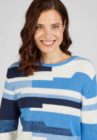 RABE blue block knit sweater