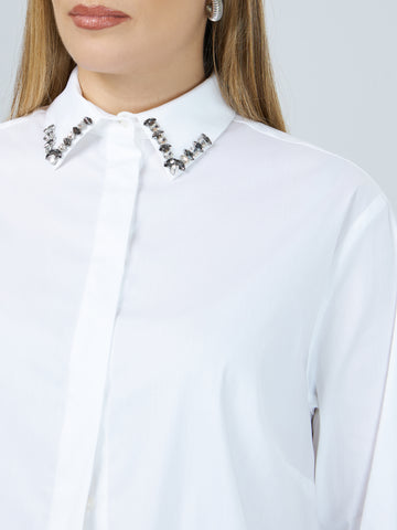 MAT bejewelled white cotton blouse.