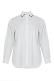 MAT bejewelled white cotton blouse.