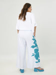 MAT white and turquoise pants