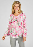 RABE grey and pink stroke pattern blouse