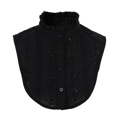 Black ruffle mock collar