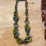 JM khaki green link necklace