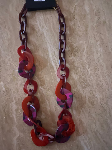 JM red and pink link necklace
