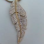 AESMEE gold diamanté leaf necklace