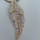 AESMEE gold diamanté leaf necklace