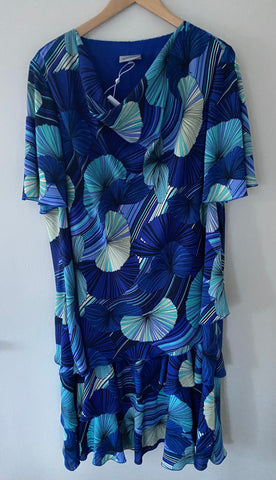 GODSKE blue fan pattern dress