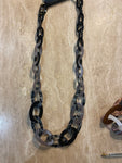 JM black animal print link necklace