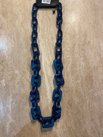 JM blue square necklace